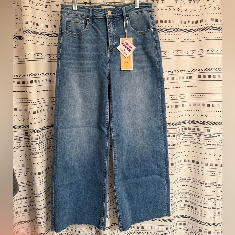 Wide Leg Women's Jeans - Blue Denim Flare